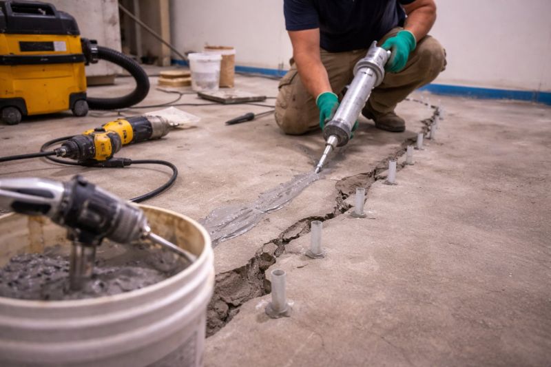 Cracked Basement Floor Repair in Yorktown, VA