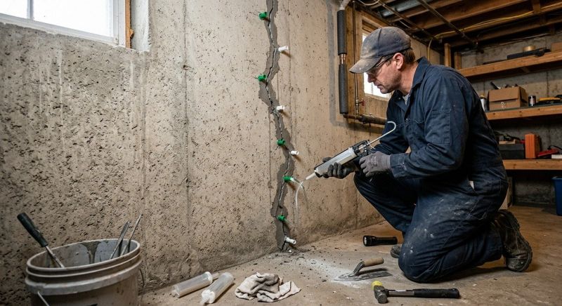Cracked Basement Floor Repair in Yorktown, VA