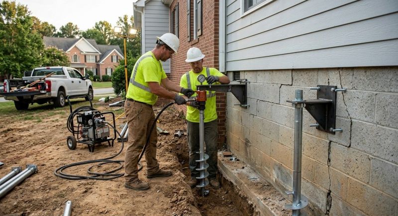Helical Piers Installation in Yorktown, VA
